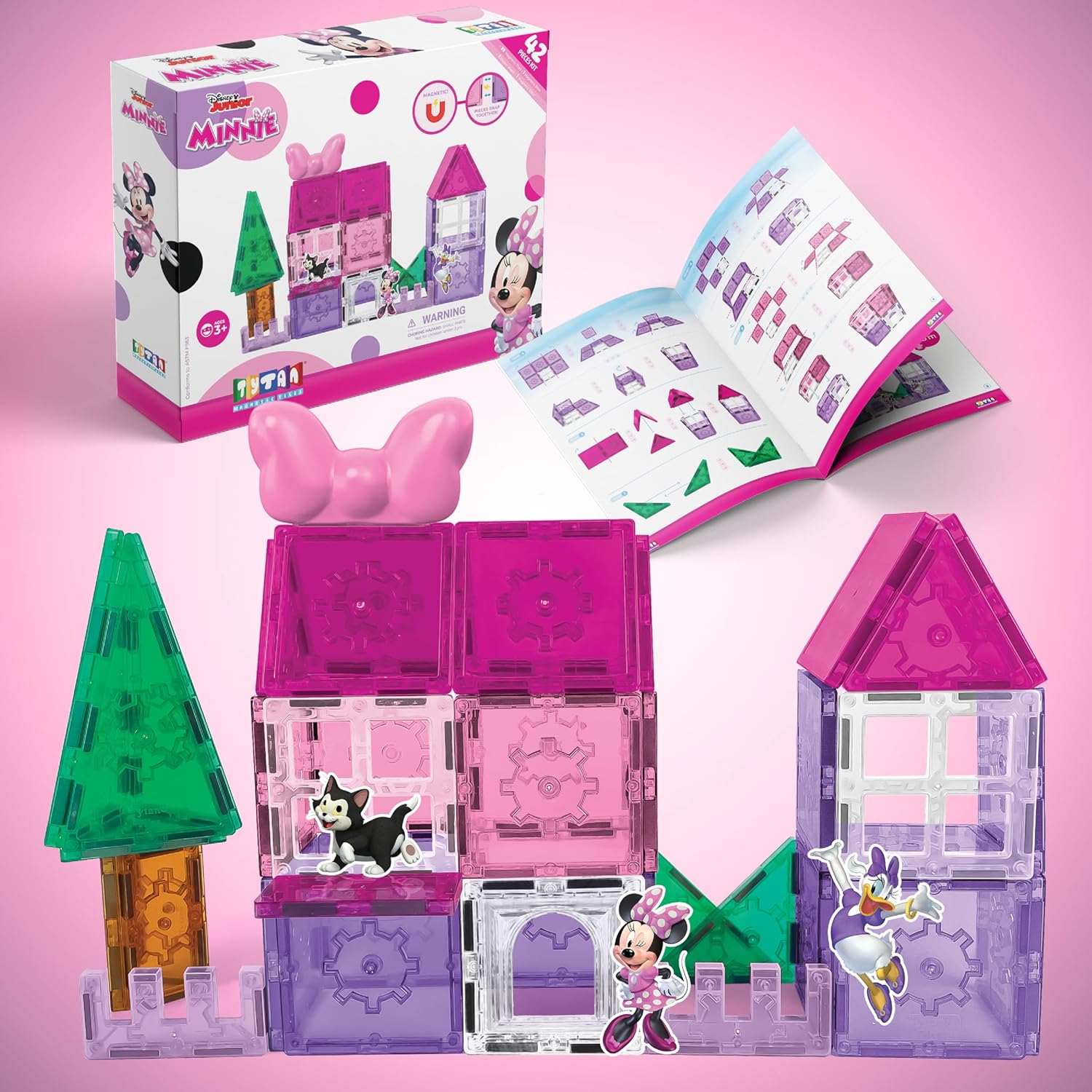Minnie Mouse Magnetic Tile Set - 42-Piece STEAM Toy for Kids