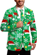 Arvilhill Men's Christmas Blazer with Tie - Festive Ugly X-Mas Jacket
