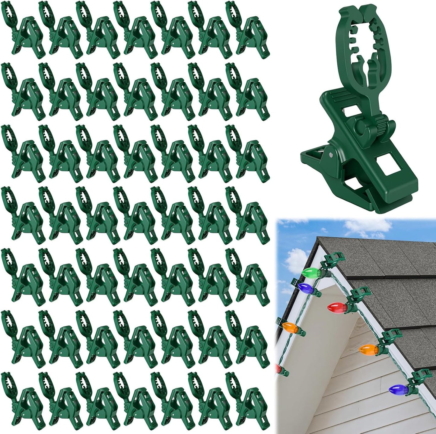 KJX Large C7 C9 Christmas Lights Spring Clips for Easy Setup