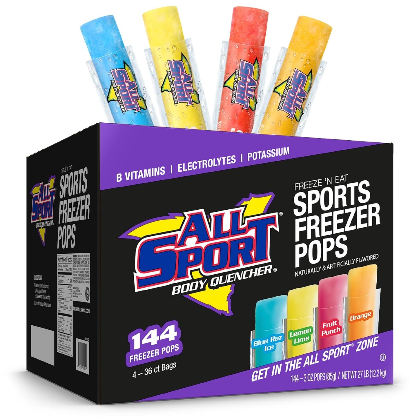 All Sport Freezer Pops - Giant Sized Electrolyte Ice Pops