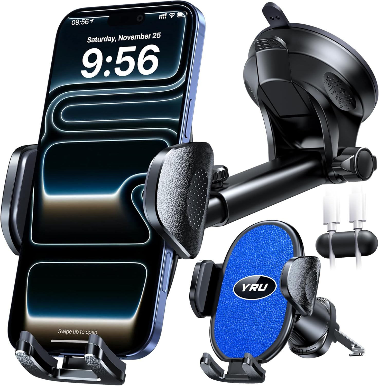 YRU 2025 Upgraded Universal Car Phone Holder Mount for Safe Driving