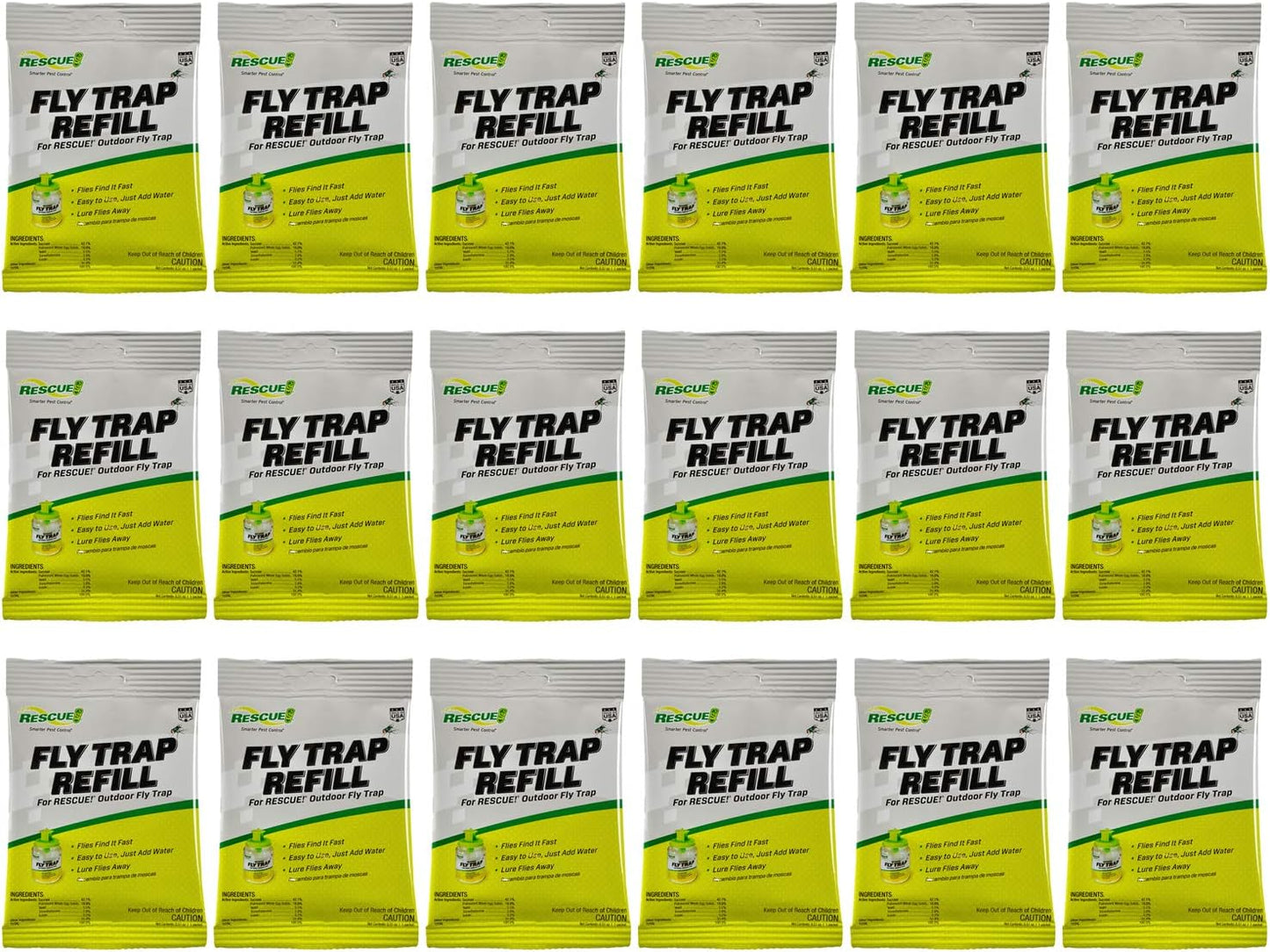 RESCUE! Reusable Fly Trap Bait Refill for Outdoor Use - 18 Pack