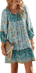 TEMOFON Women's Boho Mini Dress - Lightweight Summer Floral Look
