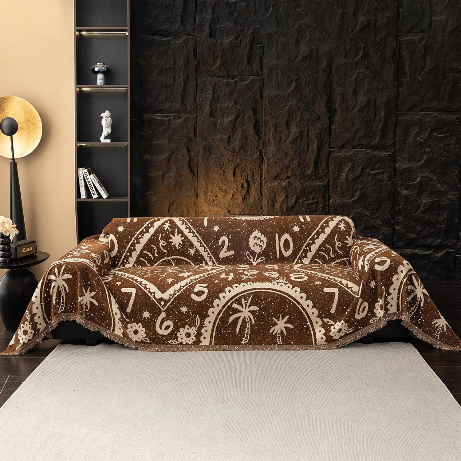 Boho Couch Cover for Dogs - Washable Chenille Sofa Slipcover