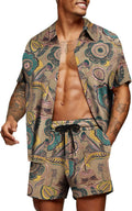 Men's Hawaiian Matching Set Summer Beach 2 Piece Outfits (Style 1T85)