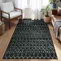 Beeiva Moroccan Washable Area Rug 3x5 - Soft Low Pile Black
