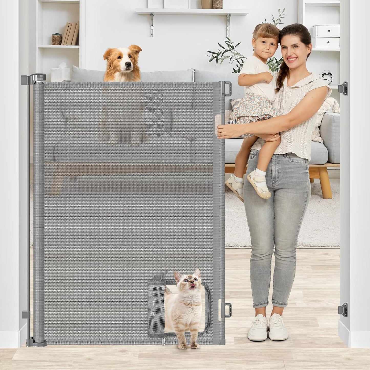 48 Inch Extra Tall Dog Gate with Cat Door for Indoor & Outdoor