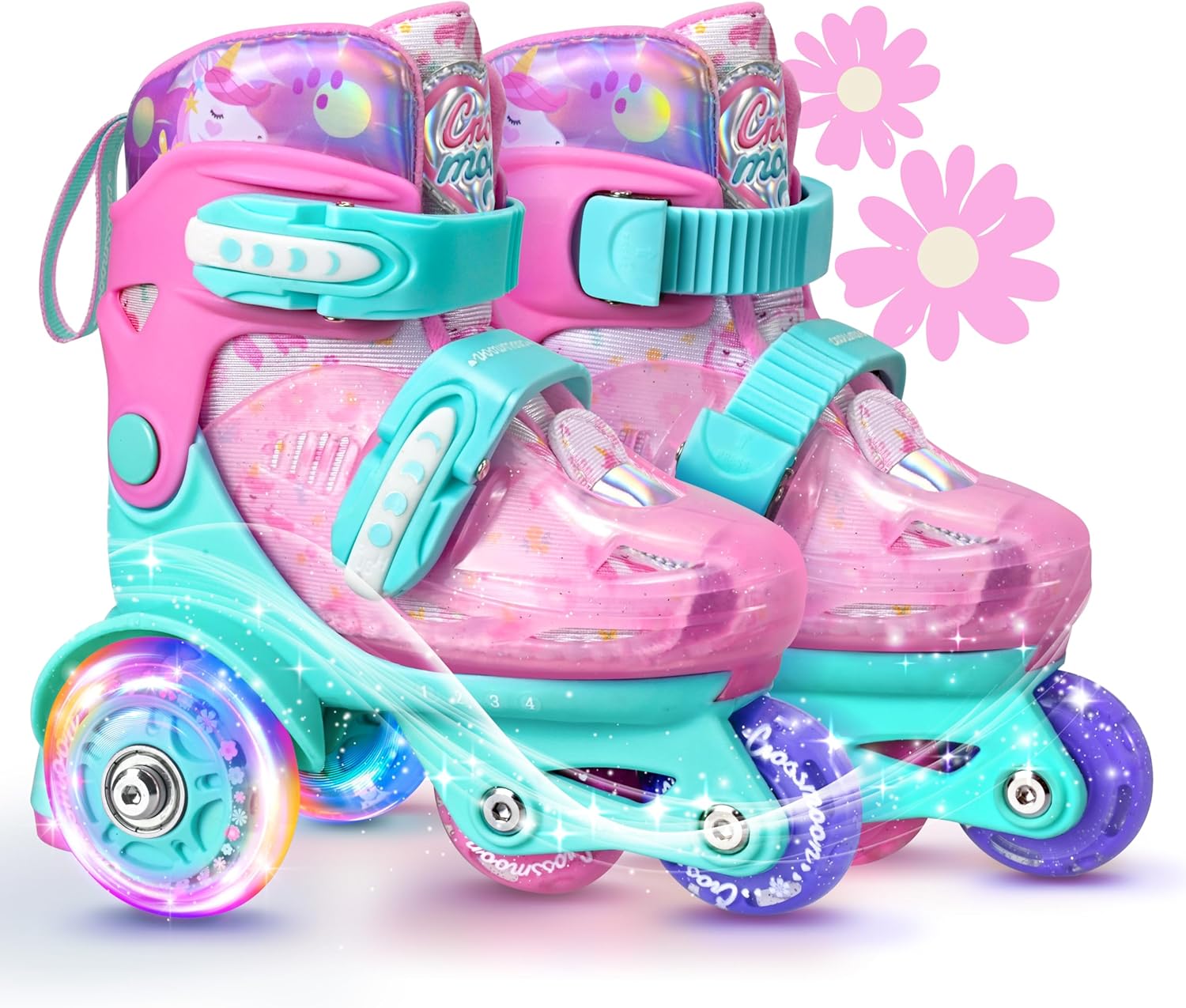 Unicorn Toddler Roller Skates with Light-Up Wheels for Kids
