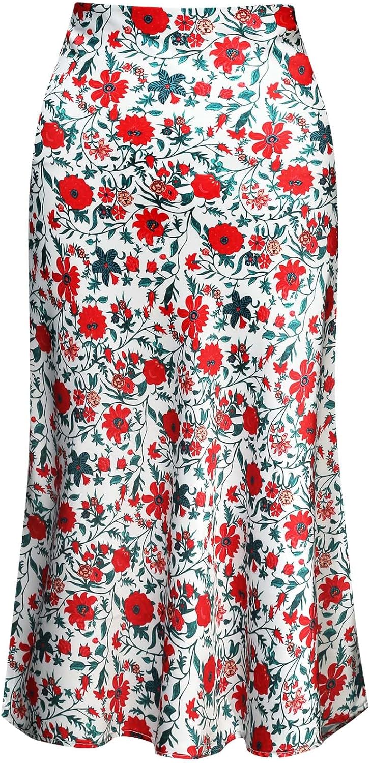 Keasmto Leopard Midi Skirt for Women - High Waist Casual Style
