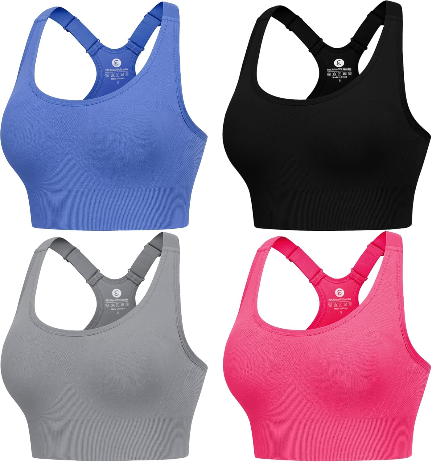 Evcute Adjustable Sports Bras for Women High Support 3/4 Pack