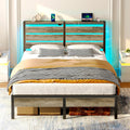 Rolanstar Bed Frame Full Size with LED Lights and USB Charging