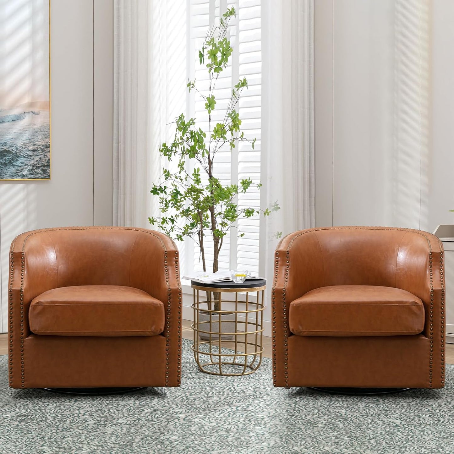 Deolme: Luxe Swivel Club Chairs Set - Mid Century Modern Elegance!