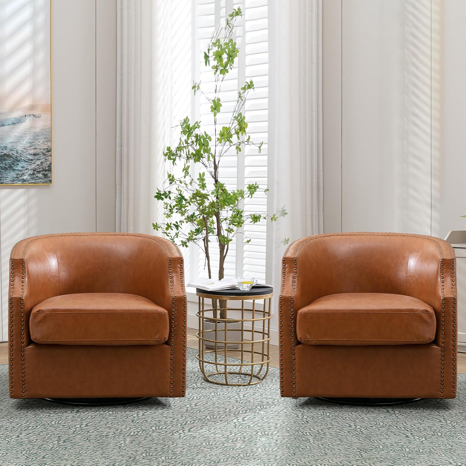 Deolme: Luxe Swivel Club Chairs Set - Mid Century Modern Elegance!