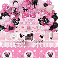 Pink Mouse Birthday Decorations Set for 24 Guests - Complete Party Kit