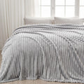 Super Soft Queen Blanket Light Grey Ribbed - Premium Silky Flannel