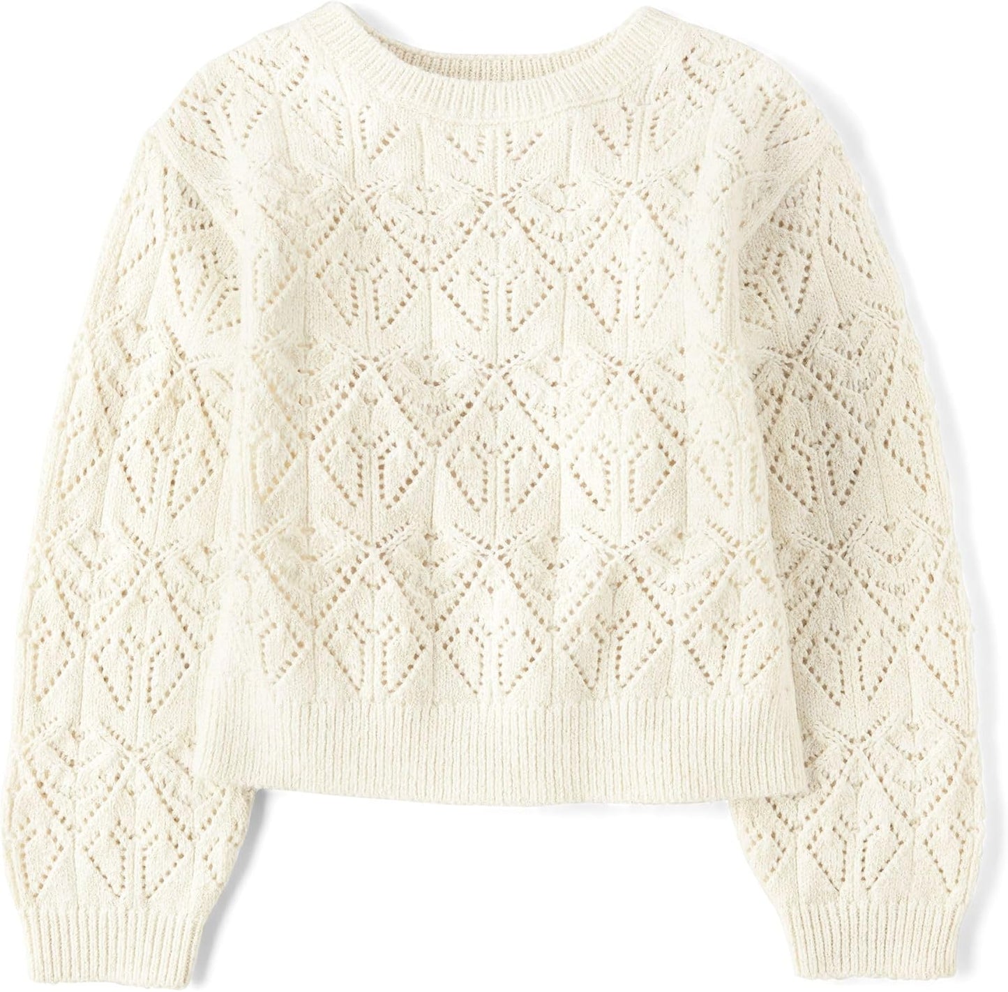 Children's Place Girls' Long Sleeve Crew Neck Pullover Sweater