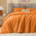 BEDELITE Fleece King Comforter Set - Super Soft Burnt Orange Comforter