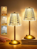 One Fire Nightstand Lamps Set of 2 - Dimmable Crystal Bedside Lamps