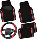 Leather Steering Wheel Cover and Waterproof Car Floor Mats - Sporty