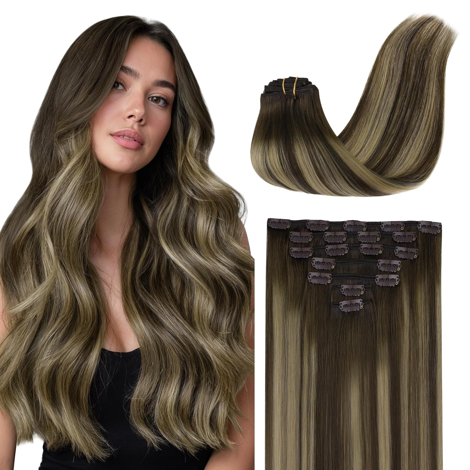 Clip in Hair Extensions Real Human Hair for Luxurious Style