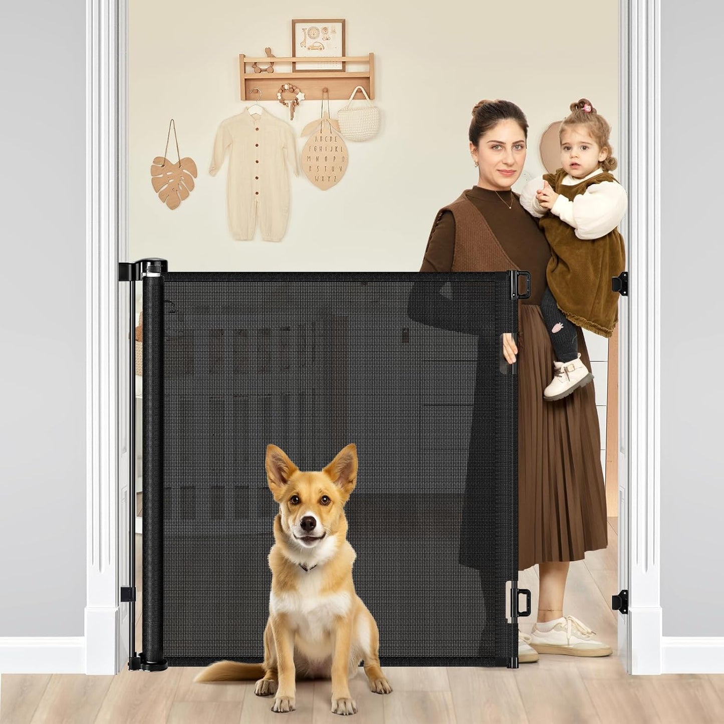 42 Inch Extra Tall Retractable Baby Gate for Kids and Pets