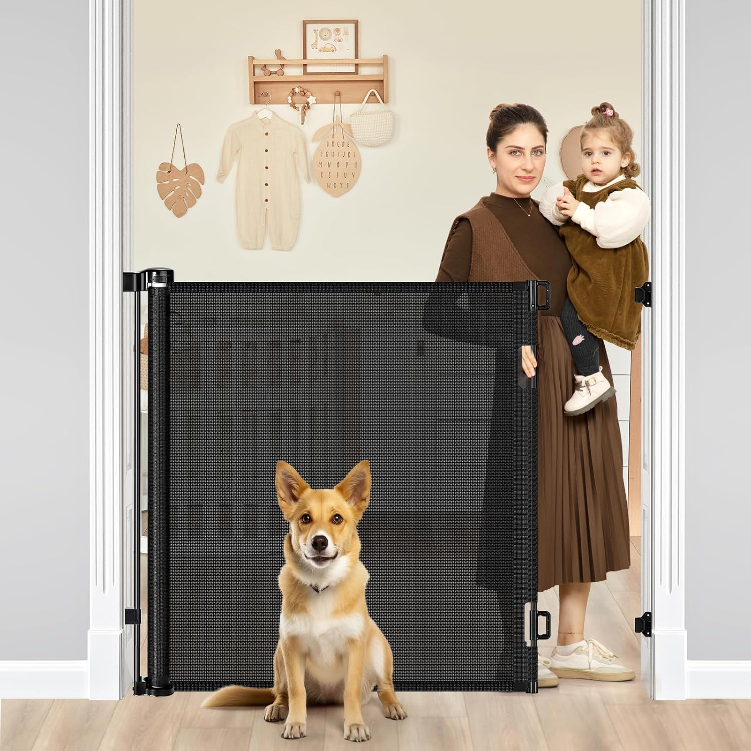 42 Inch Extra Tall Retractable Baby Gate for Kids and Pets
