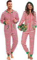 Family Christmas Onesie Jumpsuit for Adults - Zipper Hooded Footed Pjs