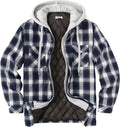 Men's Flannel Shirt Jacket Quilted Lined Hooded Plaid - Warm Layer be
