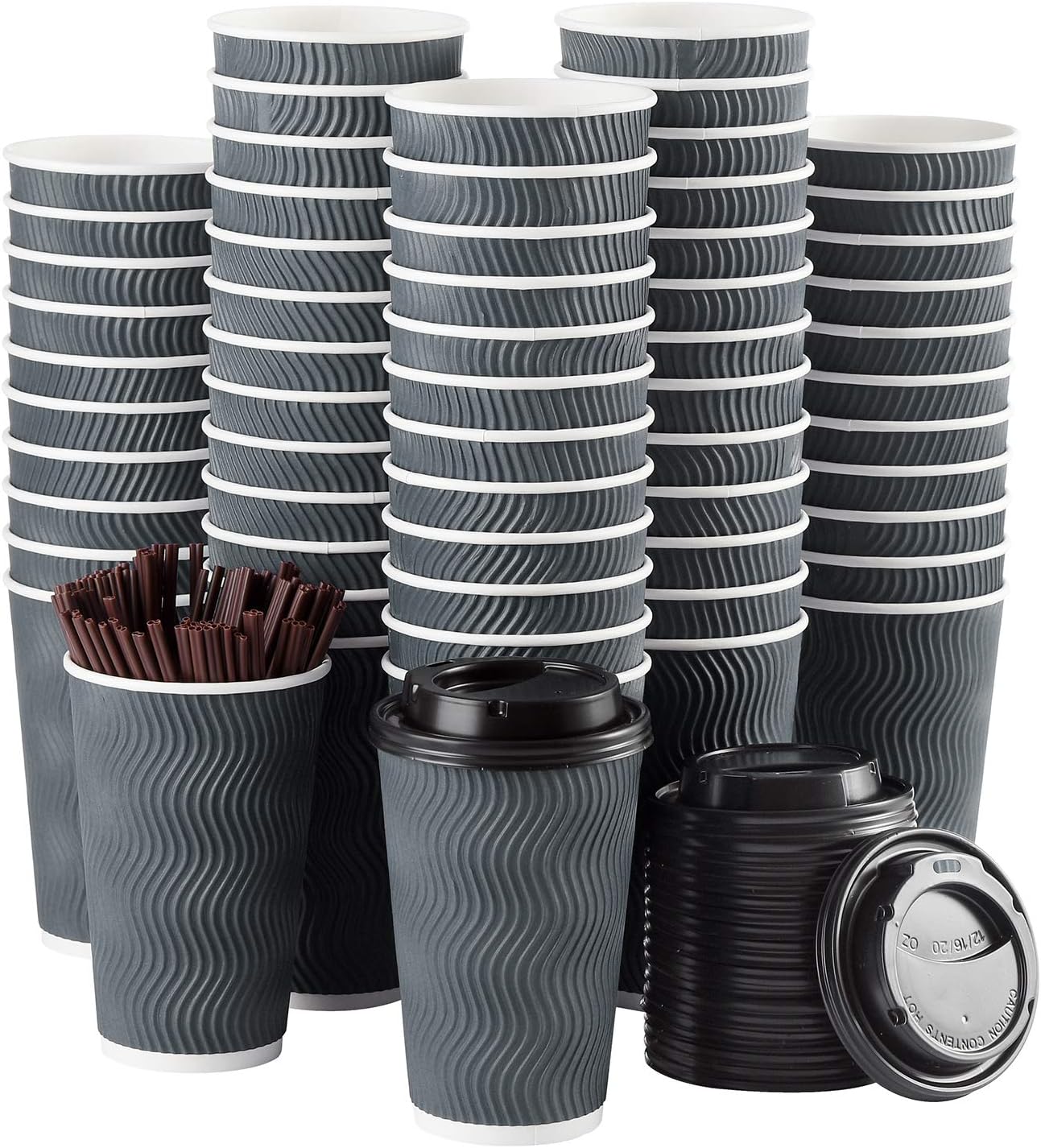 SPRINGPACK 16 oz Disposable Coffee Cups - Hot & Cold Drinks on the Go!