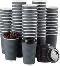 16 oz Disposable Coffee Cups with Lids and Straws for On-the-Go