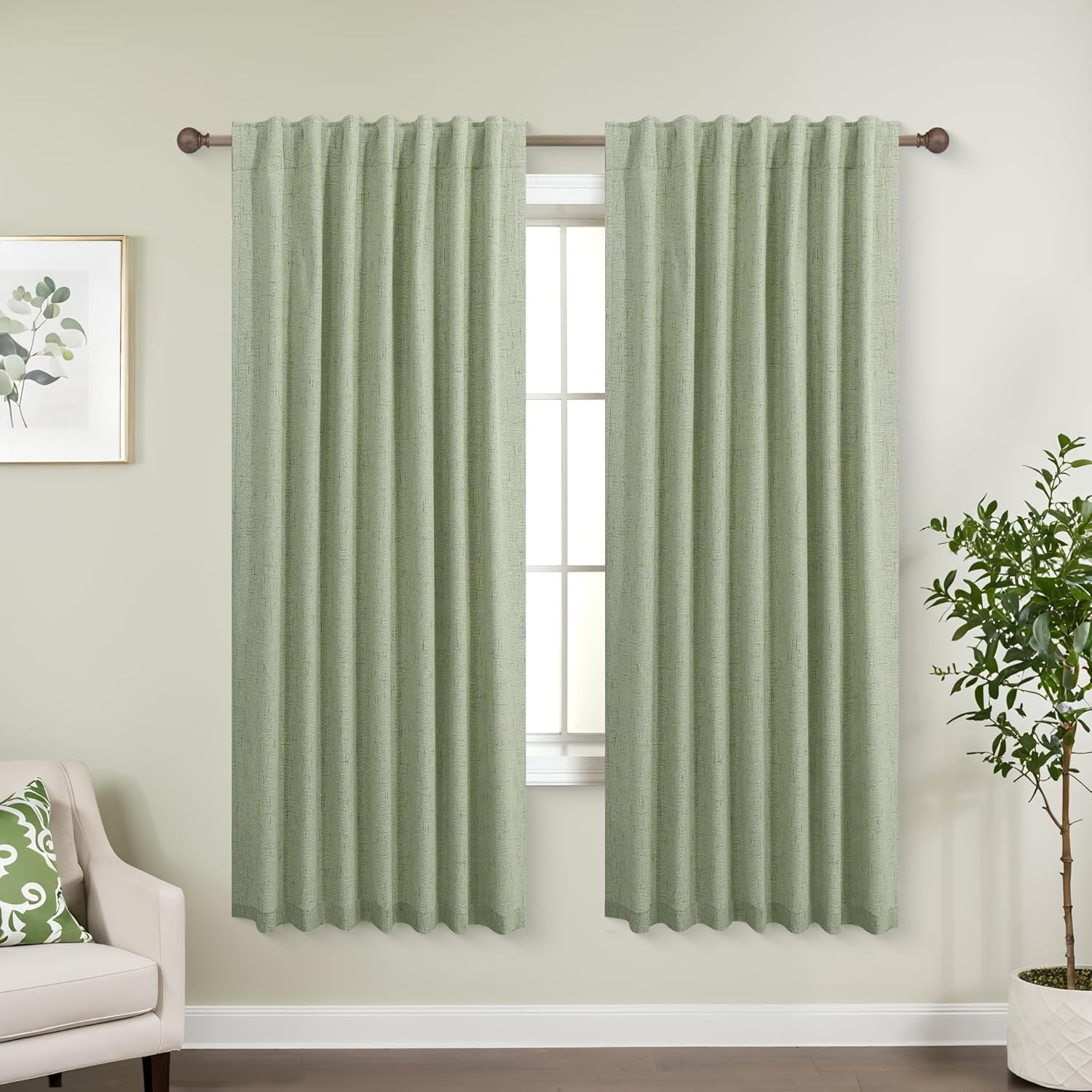 KOUFALL Sage Green Blackout Curtains for Bedroom and Living Room