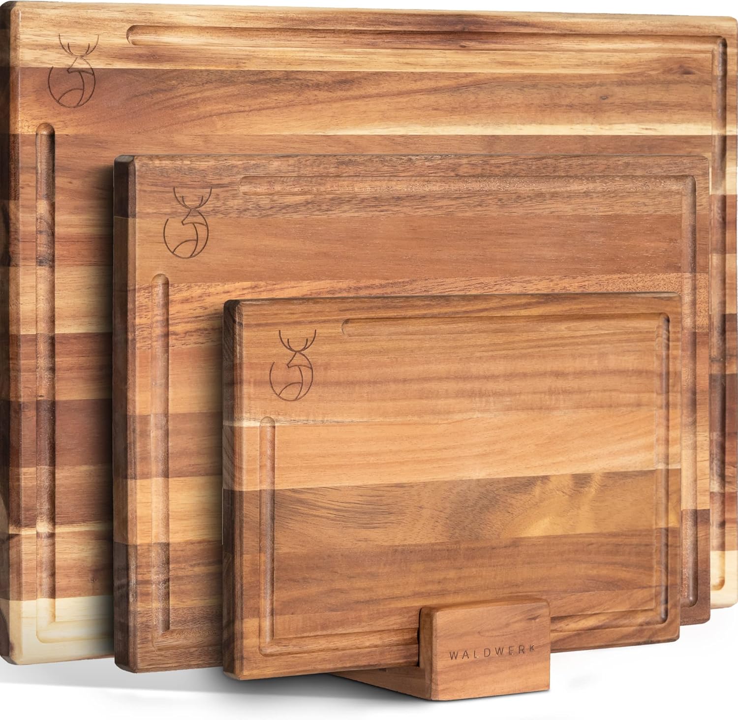 WALDWERK Cutting Board Set - Solid Acacia Wood Kitchen Boards