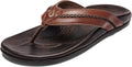 OLUKAI Mea Ola Men's Leather Beach Sandals - Classic Leather Flip