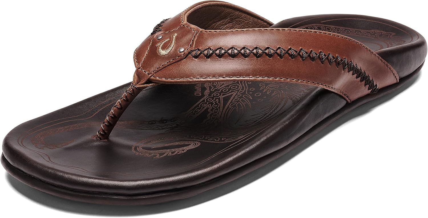 OLUKAI Mea Ola Men's Leather Beach Sandals for Comfort & Style