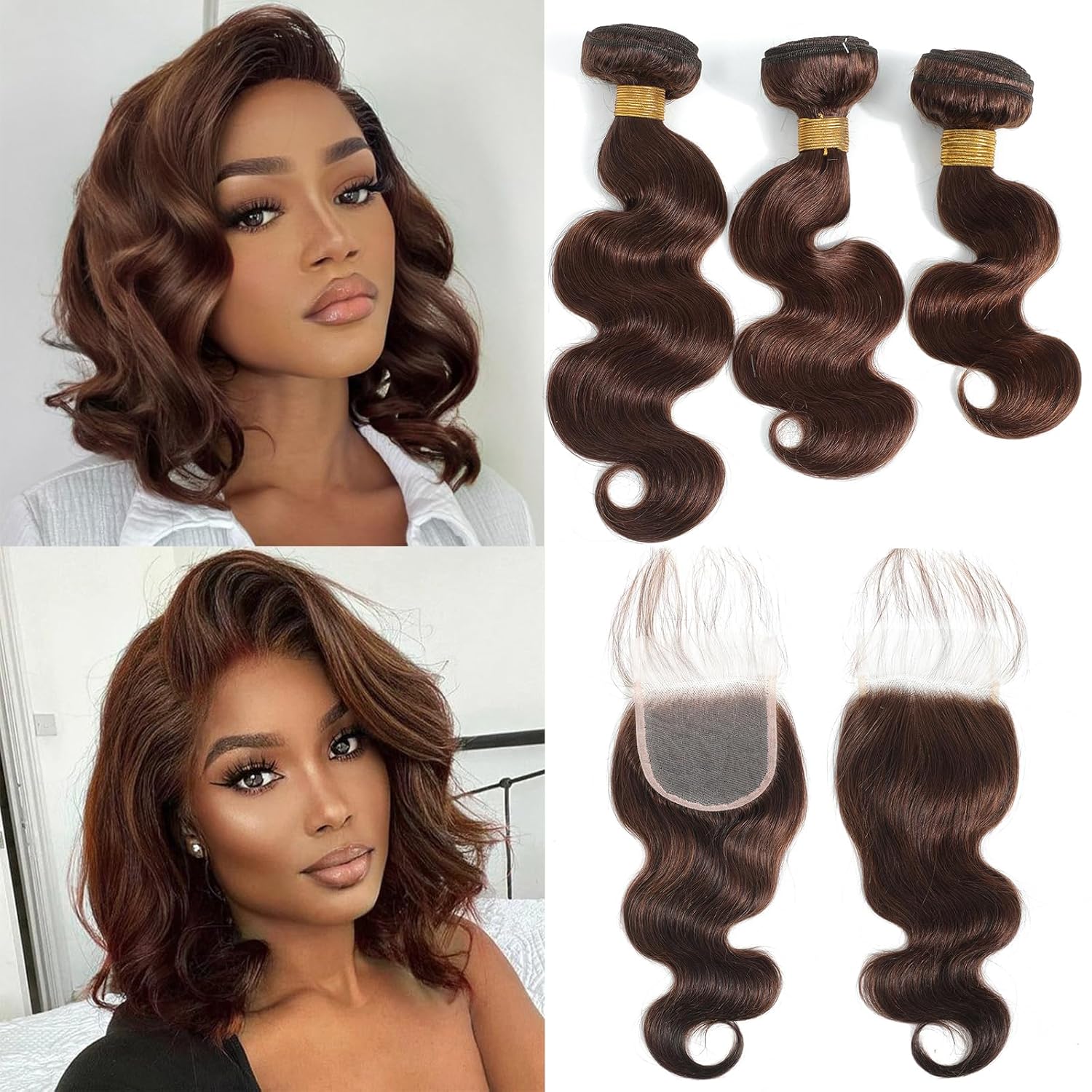 Kapelli Hair Brazilian Body Wave Bundles with Closure for Style