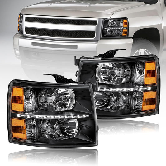 LED DRL Headlights Assembly for 2007-2014 Chevy Silverado
