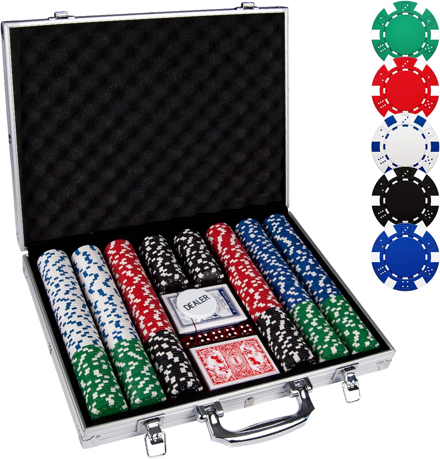 500PCS Poker Chip Set with Aluminum Case for Casino Games