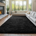 Black Shag Area Rug 9x12 ft - Plush Soft Shag Carpet for Living Room