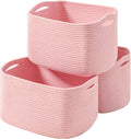 Storage Baskets for Organizing Shelves - Pink 3-Pack, 15x11x9.5 in