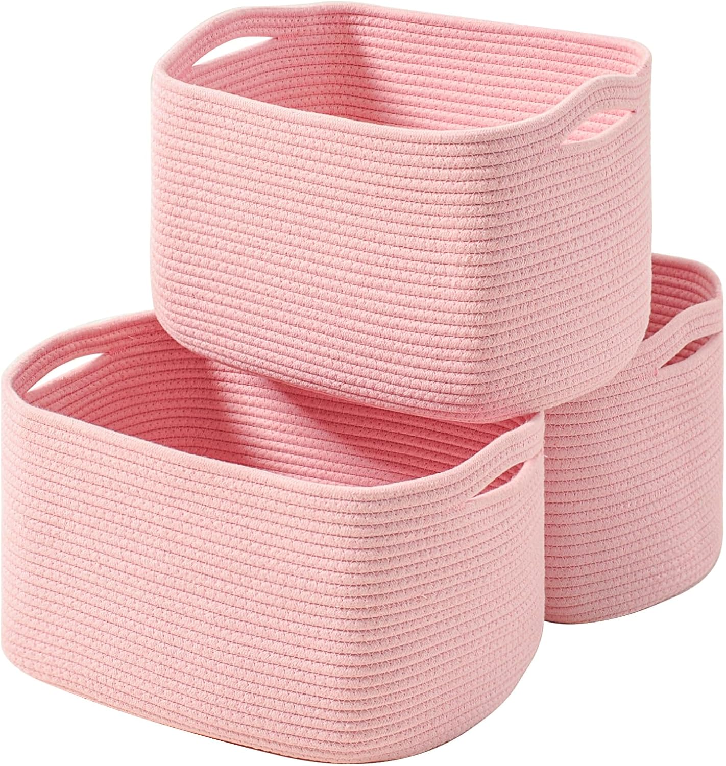 Woven Cotton Rope Storage Baskets for Organizing Shelves