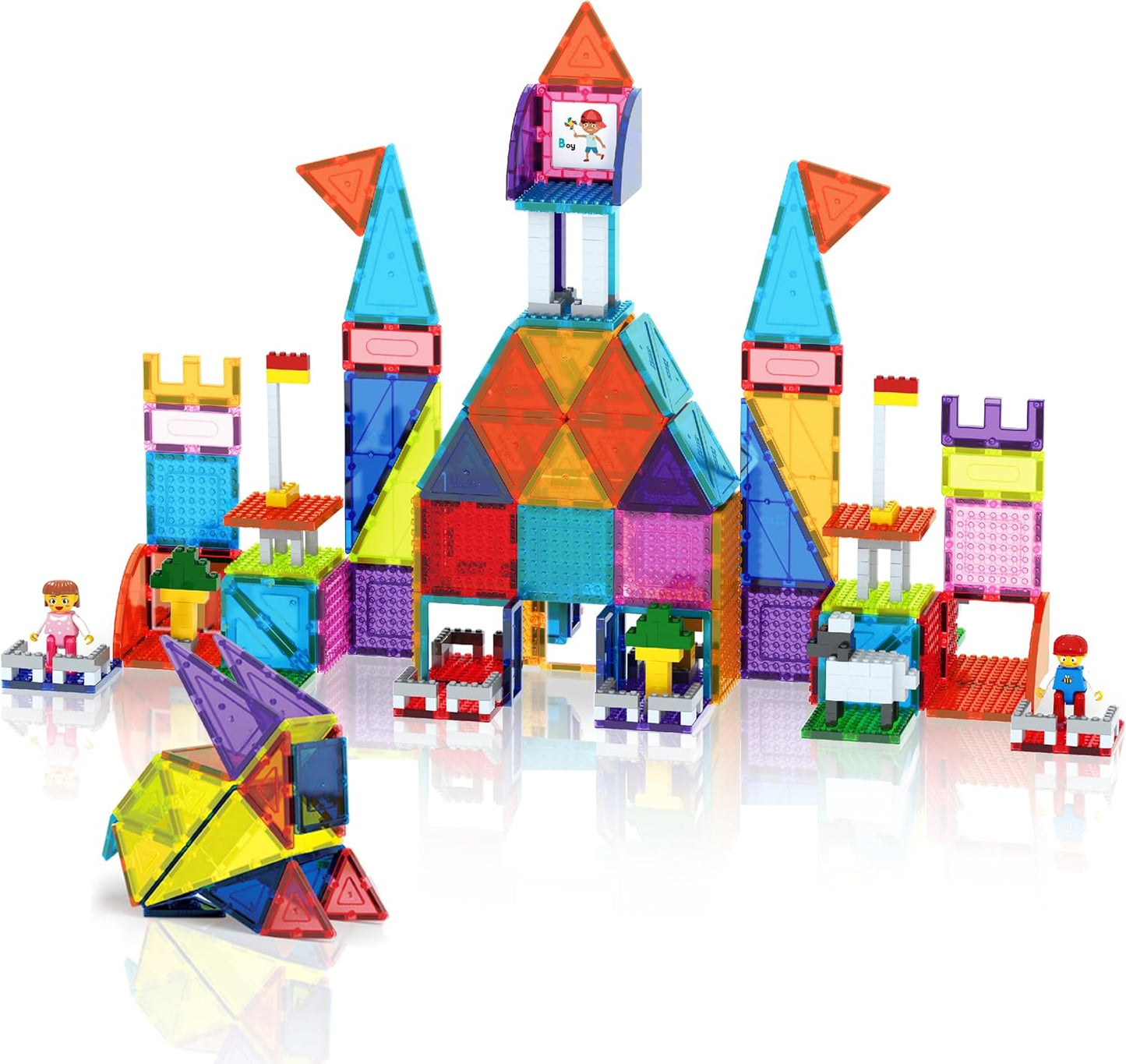 PicassoTiles 353pc Magnetic Brick and Tile Combo Set for Kids