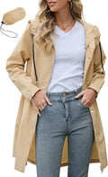 Zando Long Packable Rain Jacket Women Waterproof - Lightweight Shoes