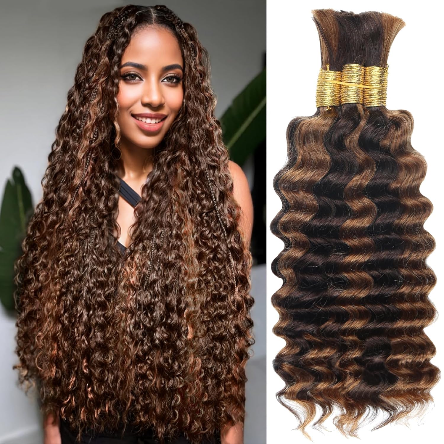 Human Braiding Hair for Boho Braids - 22 Inch Deep Water Wave