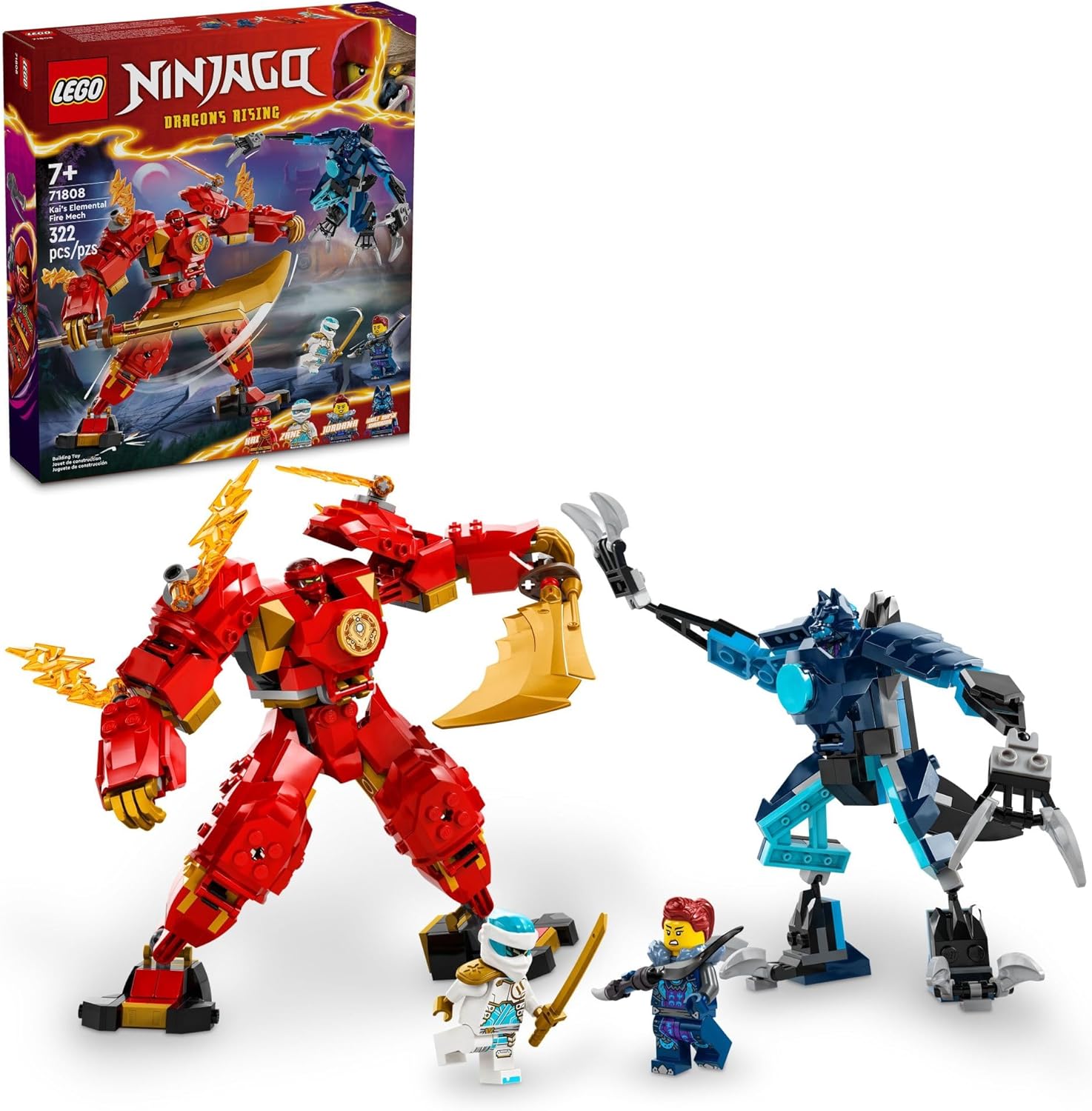 LEGO NINJAGO Kai's Elemental Fire Mech: Customizable Action Figure Set