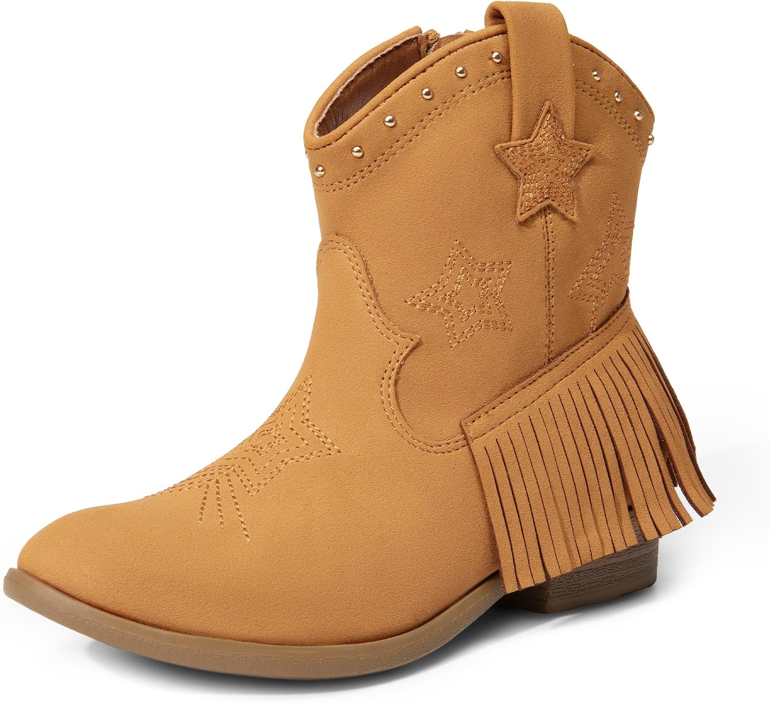DREAM PAIRS Girls Cowgirl Cowboy Ankle Boots with Zipper