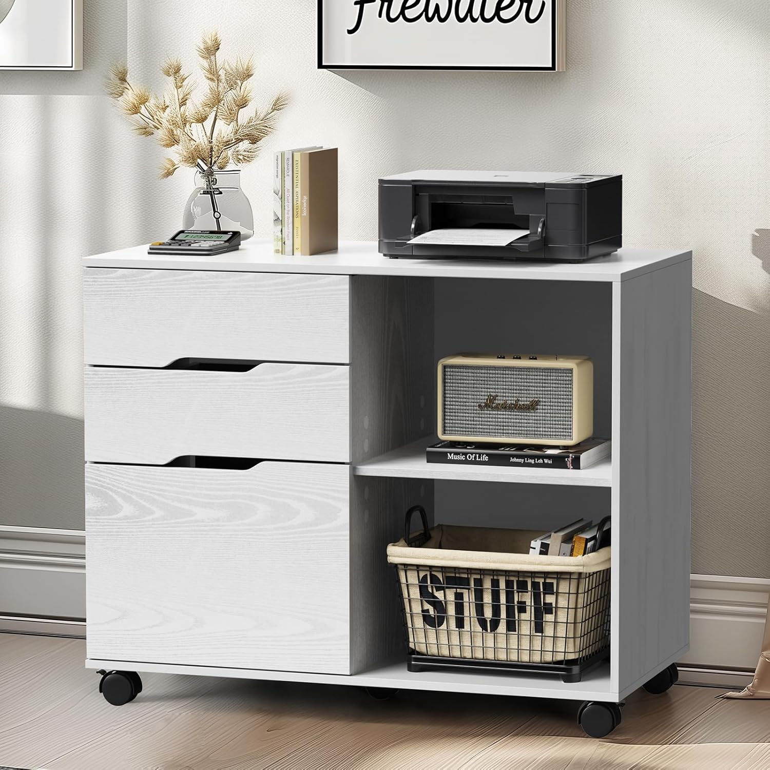 DUMOS 3-Drawer Rolling File Cabinet - Organize with Ease!