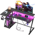 47 Inch Gaming Desk with Power Outlet & LED Lights - Corner L Desk