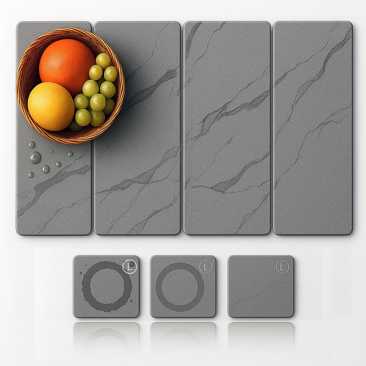 Large Stone Drying Mat for Kitchen Counter - Eco-Friendly Design