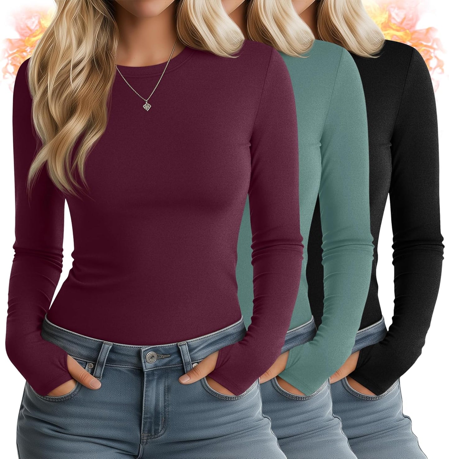 Huukeay Women's Thermal Shirts with Thumb Holes for Comfort