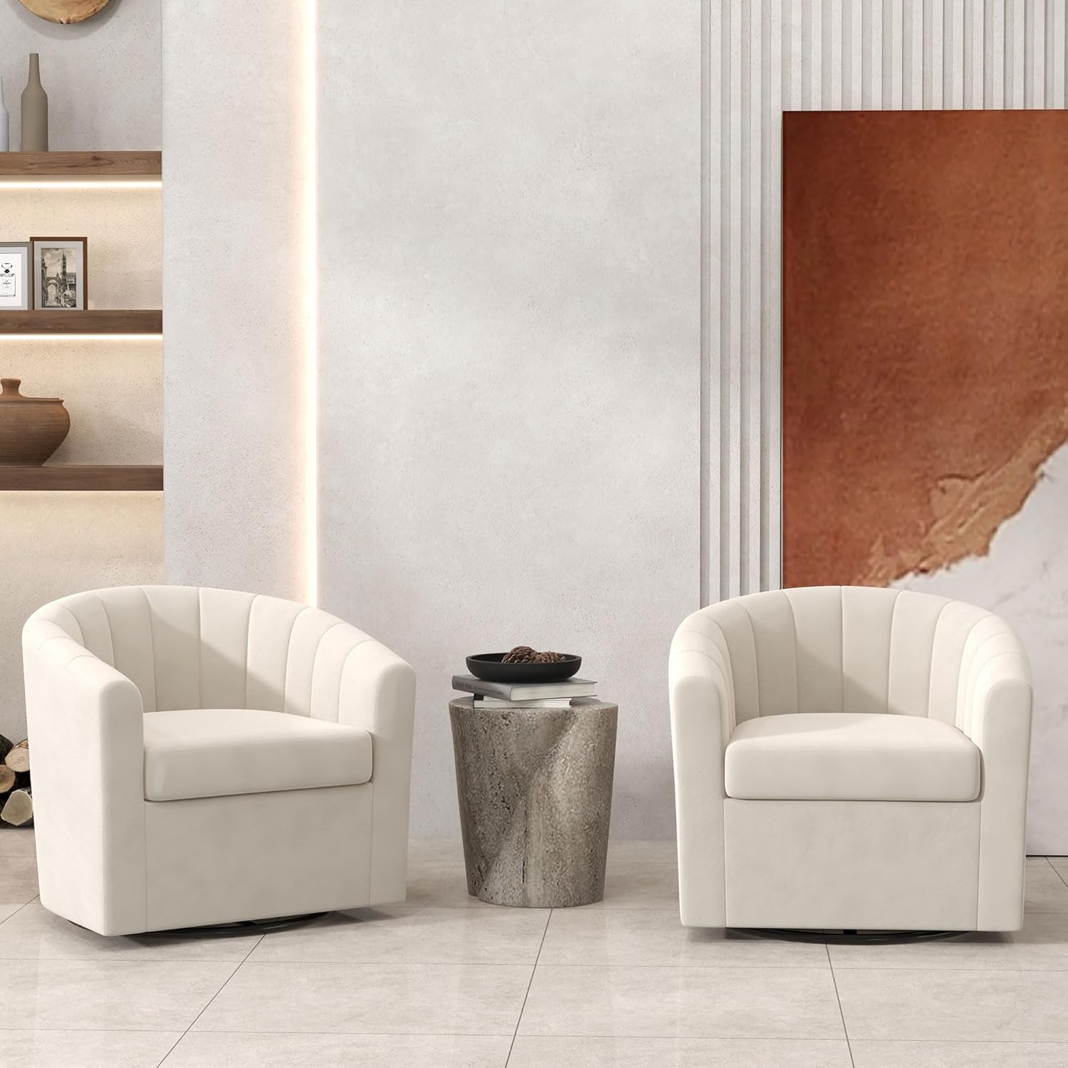 Modern Velvet Swivel Chairs - Set of 2